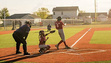 Youth Baseball, Batter, Catcher, and Umpire