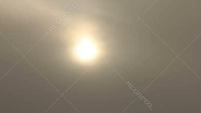 Sun appear from gray dense fog