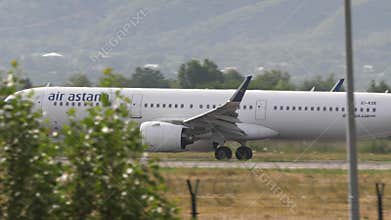 Airbus A321 of Air Astana take off