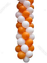 Orange and white balloons isolated on white