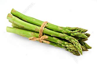 Asparagus bunch on white