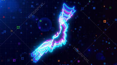Neon Grid Japan: Digital Glowing Map