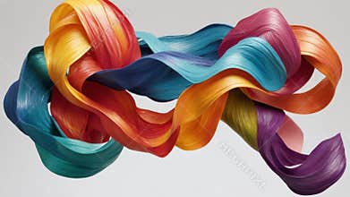 Colorful abstract lines flowing and intertwining in 3d render