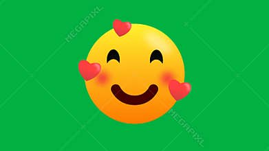 blushing and heart shape swinging emoji animation