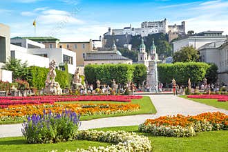 Famous Mirabell Gardens in Salzburg, Austria