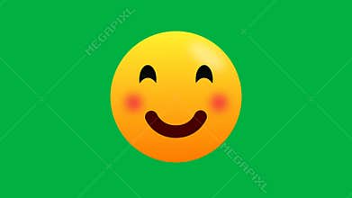 blushing facial emoji expression isolated on green screen