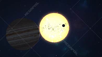 Realistic animation of the Solar System. Universe science astronomy.