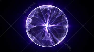 Looped shiny energy sphere animation with power burst in center and smooth plasma waves on a dark background
