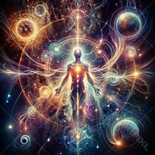 Cosmic energy human silhouette