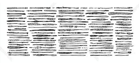 The set of hand drawn borders is a gorgeous decoration element. Dividers, borders, borders, brush lines. Doodle style