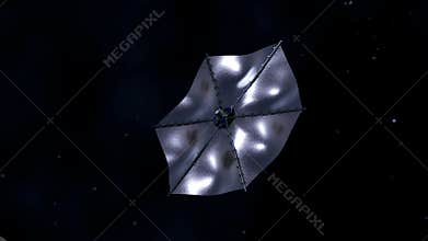 3d animation of a solar sail in the outer space
