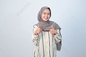 Body expression of Indonesian Asian woman wearing hijab