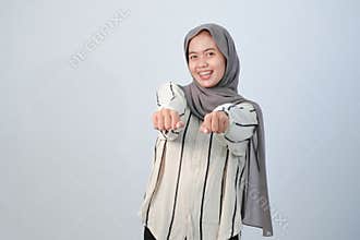Body expression of Indonesian Asian woman wearing hijab