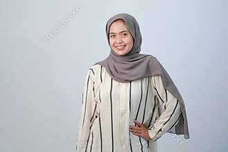 Body expression of Indonesian Asian woman wearing hijab