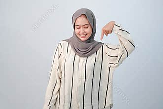 Body expression of Indonesian Asian woman wearing hijab
