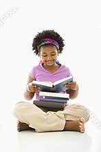 Girl reading books.