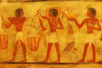 Ancient Egyptian painting in Louvre
