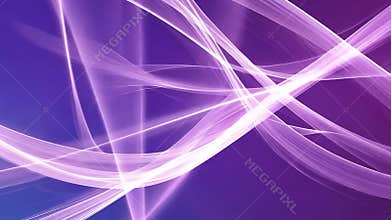 Smooth white lines are flowing and waving creating a beautiful abstract design over a gradient purple and blue