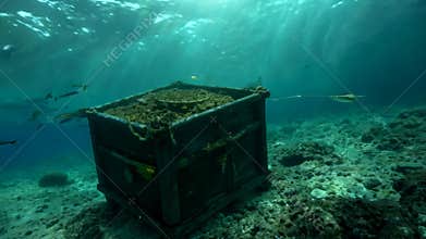 Treasure chest at the bottom of the ocean.