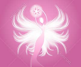 Angel Figure Holding Star Pink