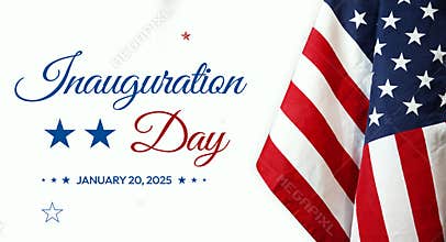 January 20th is an Inauguration Day, patriotic background with American flag and typography on the side. USA president