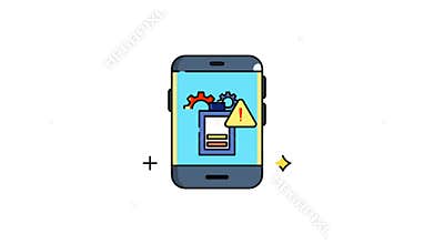 Smartphone screen displaying error warning with gears
