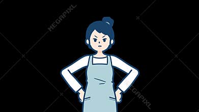 apron woman_Irritable and angry_with alpha channel