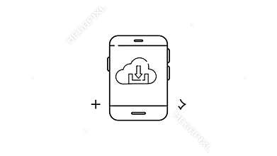 Smartphone screen displaying cloud download symbol