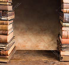 Border with antique books