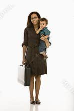 Business mom with child.