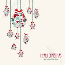 Merry Christmas hanging elements decoration compos