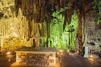Inside the Melidoni cave. Crete. Greece