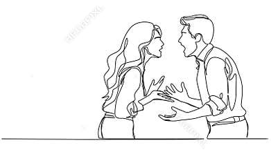 animated single line drawing of couple arguing and yelling at each other