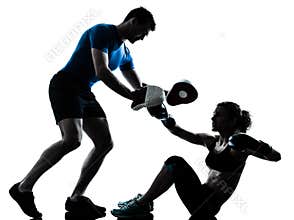 Man woman boxing training