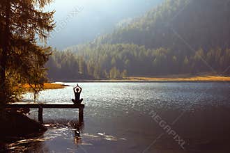 Yoga near the lake
