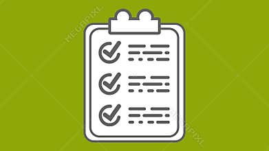 To do list clipboard Paper sheet checklist Green Screen animation. Notebook list for planning, productivity, task management, time