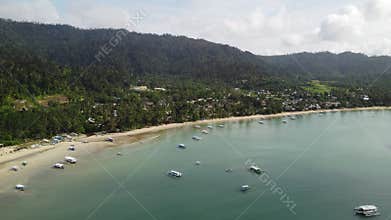 Philippine Paradise: Aerial Drone Views of Stunning Sunsets, Sunrises, and Tropical Beaches with Palm Trees