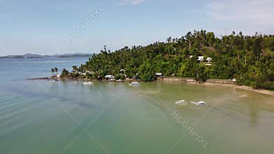 Philippine Paradise: Aerial Drone Views of Stunning Sunsets, Sunrises, and Tropical Beaches with Palm Trees