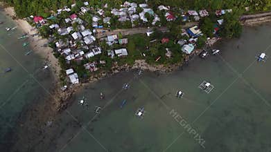 Philippine Paradise: Aerial Drone Views of Stunning Sunsets, Sunrises, and Tropical Beaches with Palm Trees