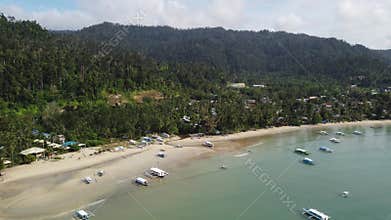 Philippine Paradise: Aerial Drone Views of Stunning Sunsets, Sunrises, and Tropical Beaches with Palm Trees