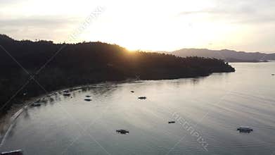 Philippine Paradise: Aerial Drone Views of Stunning Sunsets, Sunrises, and Tropical Beaches with Palm Trees