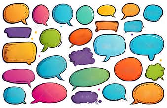 set of colorful speech bubbles with free space for text on white