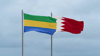 Bahrain and Gabon flags
