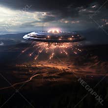 An alien spaceship invades Earth. An alien spaceship hovered above the earth