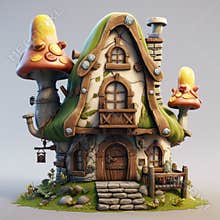 Grotesque Mushroom House: Cartoon 3d Model With Hand-painted Details