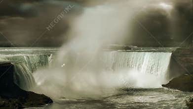 Animated Niagara Falls under storm
