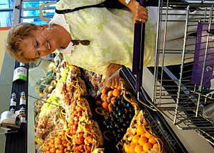 Senior woman in grocery store