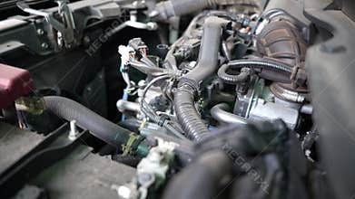 Buriram Thailand , 22 January 2024 , car engine room Swift GL max 2020 vechicle transportation.