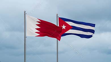 Cuba and Bahrain flag