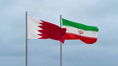 Iran and Bahrain flag